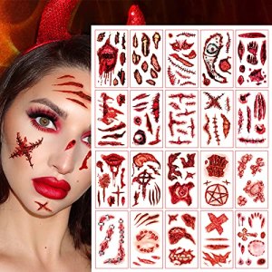YOKSAS Halloween Horror 3D Spider Tattoo Stickers 12 Sheets Adults Face Makeup