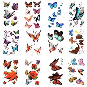 Butterfly Temporary Tattoos 140 Styles Flowers Stickers Waterproof 3D Tattoo for Kids Women Party Favors