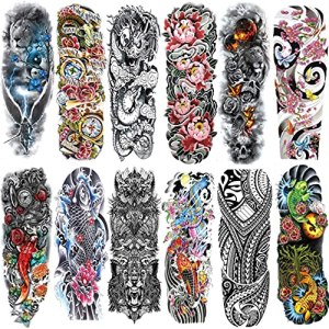 Arm Temporary Tattoos For Men Women(12 SHEETS)