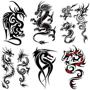 Dragons Temporary Tattoos Stickers 6 Sheets, Waterproof Body Stickers