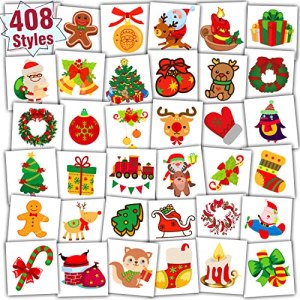 408 PCS Christmas Temporary Tattoos, Individually Wrapped, Stocking Stuffers, Party Supplies