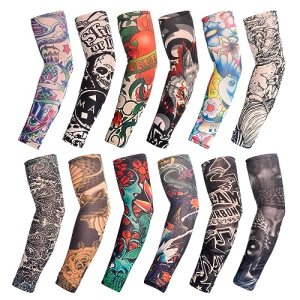 HOVEOX 12 Pcs Temporary Tattoo Arm Sleeves Halloween Tattoo Sleeves for Men Women