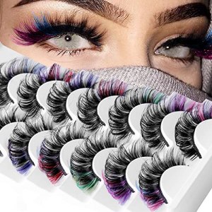 Colored Eyelashes 16mm 7 Colors Mink Colorful Lashes Russian Strip Lashes