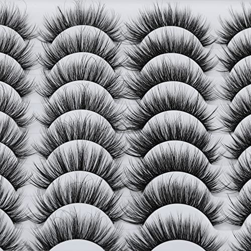 JIMIRE Cat Eye False Eyelashes Wispy 3D Faux Mink Lashes Fluffy Crossed Volume 16 Pairs - Image 17