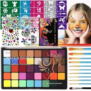 Face Painting Kit, 40 Color Paints, 50 Stencils