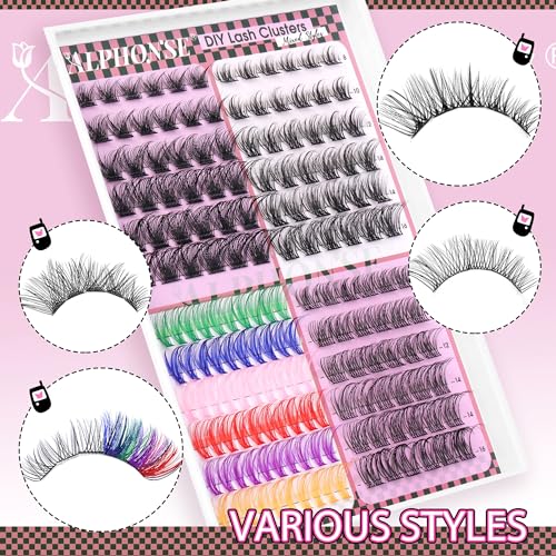 ALPHONSE Lash Clusters 9-16mm DIY Eyelash Extensions 200 Pcs Natural Look D Curl Wispy Cluster Lashes - Image 22