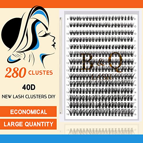 Lash Clusters 280 Pcs 40D-0.07D-9-15MIX B&Q LASH Individual Lashes C D Curl Eyelash Clusters Soft Volume - Image 15