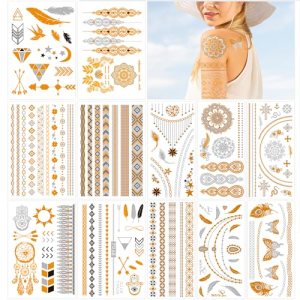 Temporary Tattoo 20 Sheet Neon UV Blacklight Party Glow In The Dark Tattoos, Adult Women And Teen Girl, Festival Birthday Party Fake Tattoos, Glow Party Supplies, Gifts For Women AIRNOGO 4.72*3.14 IN