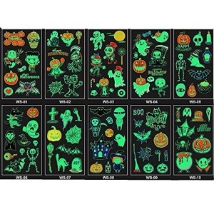 Halloween Luminous Temporary Tattoos Pumpkins Monsters Kids