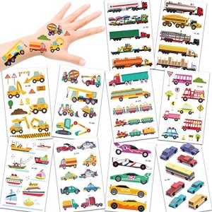 Konsait 10 Sheets Vehicles Temporary Tattoos for Kids Party Favors Supplies