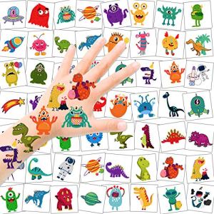 Temporary Tattoos for Kids, Space Monster Dinosaur, Waterproof, Boys Party Favors
