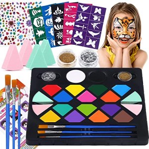 BOBISUKA Face Painting Kit - 16 Colors Water Based Body Face Paint