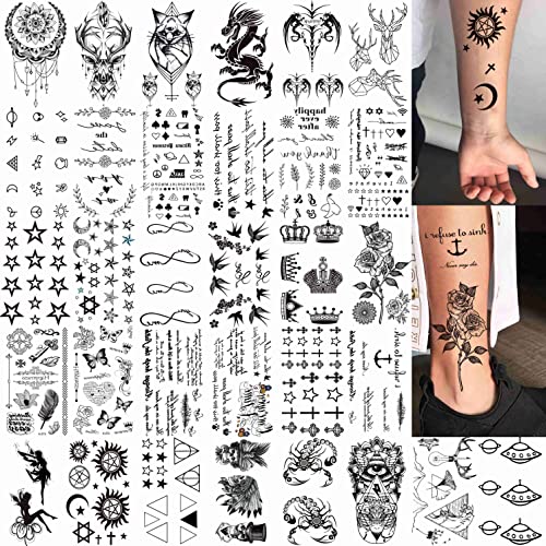 COKTAK 64 Sheets Variety Tiny Waterproof Temporary Tattoos For Men Women, Moon Star Butterfly Birds Planets Fake Tattoos For Kids Adults, Arm Neck Face Letters Temp Tattoo Temporary Tatoos Sticker Set COKTAK 4.1x2.3 Inch - Image 2