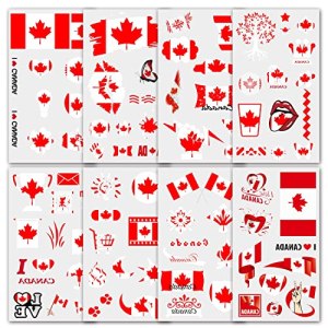 Canada Day Temporary Tattoos Sticker, Waterproof, Holiday Decoration (8 Count)