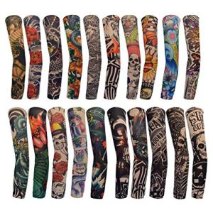 Temporary Tattoo Arm Sleeves Sunscreen Sleeves Halloween Tattoo Large (20 Count)