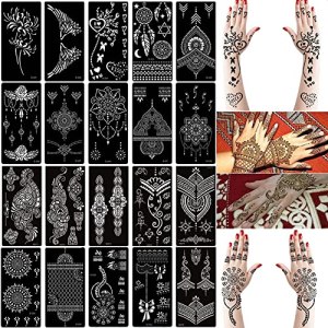 Xmasir 20 Sheets Henna Tattoo Stencil Kit, Face Body Art Paint
