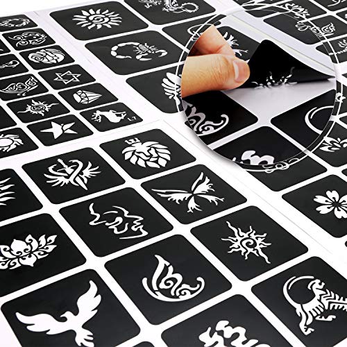 Konsait 291pcs Temporary Tattoos Stencils, 20 Sheets Body Art Stencil Pack for Glitter Tattoo Kit - Image 3