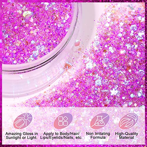 Morovan Purple Holographic Body Glitter 2oz/60g Festival Makeup - Image 2