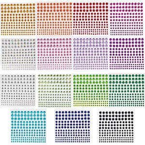 2475 Pcs Self Adhesive Rhinestone Stickers for Face Eyes Decor,4 Size 15 Color Bling Sticky Gems