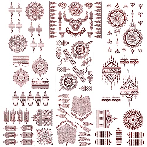 Blue Glow in the Dark Indian Lace Temporary Tattoos for Woman Girls Hand Arm Body Art - Image 9