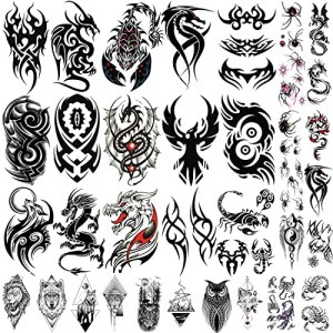AWLEE Tribal Totem Temporary Tattoos - Long Lasting 35 Sheets