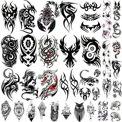 AWLEE Tribal Totem Temporary Tattoos - Long Lasting 35 Sheets
