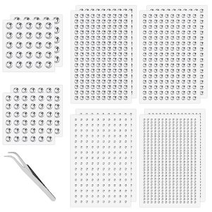 Face Gems Stickers with Tweezers, 1992pcs, Self-Adhesive, Various Sizes, Proms Decoration