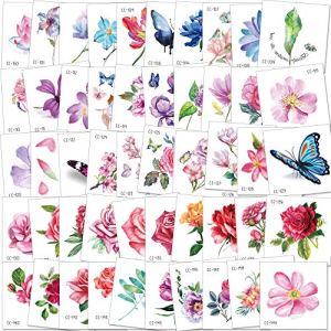 Flower Temporary Tattoo Lot - 50pcs, Waterproof, Safe & Non-toxic