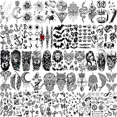 Realistic Black Rose Peony Flower Temporary Tattoos For Women, 63 Sheets - Image 3