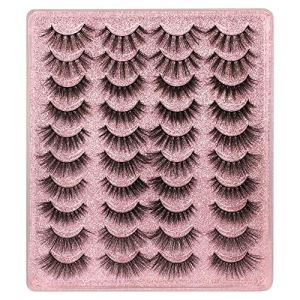 20 Pairs False Eyelashes 3D Faux Mink Lashes Natural Look Wispy ALPHONSE 16-20MM