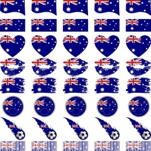 Meme Series 40 Sheets Australia Flag Temporary Tattoos World Cup European Cup Asian Cup African Cup Football Face Fattoo