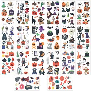 TOYMIS 20 Sheets Halloween Temporary Tattoos for Kids, Pumpkin, Ghost, and More