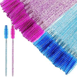 Mascara Wands 100 Pcs Disposable Eyebrow Brush Applicator Glittered Eye Lash Brush Aruicheng 12.5CM