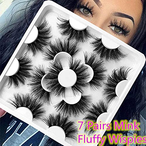 7 Pairs 8D False Eyelashes 25mm Long Handmade Faux Mink Lashes Natural Wispy Cross Fluffy - Image 2