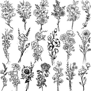 JOEHAPY Realistic Flower Temporary Tattoos Pack for Women Neck Arm Girls Black Waterproof