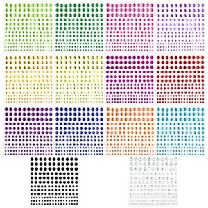 "2310 PCS Rhinestone Stickers, 14 Colors, Self-Adhesive Gems in 4 Sizes - DIY Bling Jewels"