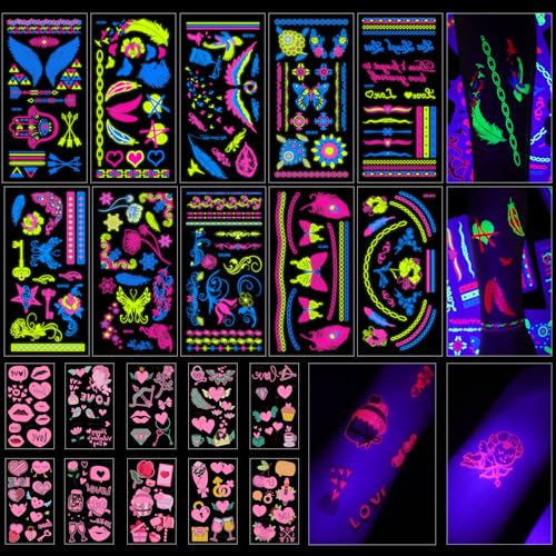 PFARRER Glow in The Dark Temporary Tattoos