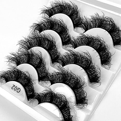 Fluffy Wispy False Eyelashes 8D Volume Thick Soft Strip Eyelash Dramatic Faux Mink 5 Pairs