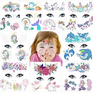 Temporary Tattoos Kids, Unicorn Mermaid Party Favors Waterproof Tatouage Temporaire Enfant