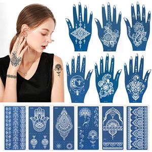 HOWAF 12 Sheet Tattoos Stencils Mandala Flower Lace Temporary Tattoo Stencils for Halloween Carnival