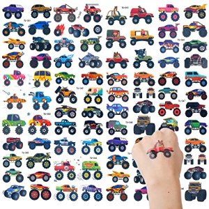 12PCS Monster Truck Kids Temporary Tattoos - Cartoon Truck Tattoo Stickers