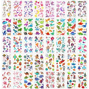XIAOZHUANG 40 Sheets Temporary Tattoos Kids, Waterproof Cartoon Fake Tattoos for Boys Girls Halloween Christmas Birthday Party