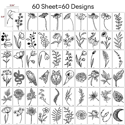 Botanical Floral Leaf Temporary Tattoos 60 Sheets Women Girls Adults PARALL Small - Image 4