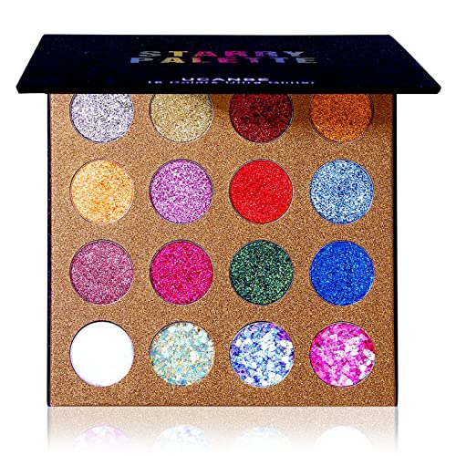 UCANBE Pro Glitter Eyeshadow Palette - 16 Colors Ultra Shimmer