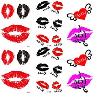 Cute Lips Temporary Tattoo Sticker - Waterproof Body Art, 6 Sheets