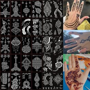 Henna Glitter Tattoo Stencils Kit 30 Sheets Face Body Painting Set