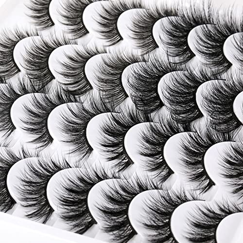 JIMIRE Cat Eye False Eyelashes Wispy 3D Faux Mink Lashes Fluffy Crossed Volume 16 Pairs - Image 27