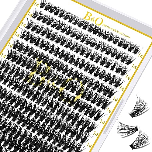 Lash Clusters 280 Pcs 40D-0.07D-9-15MIX B&Q LASH Individual Lashes C D Curl Eyelash Clusters Soft Volume - Image 33