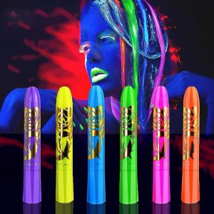 Glow In The Dark Face Painting Kit UV Black Light Makeup Non-Toxic Halloween Party Supplies