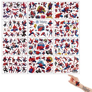 Spiderman Temporary Tattoos Marvel Stickers 12 Sheets for Boys Birthday Party